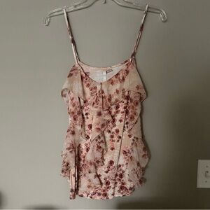 Lauren Conrad Floral Ruffle Cami Tank Size M